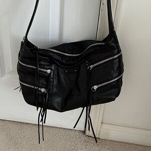 Botkier black leather motorcycle crossbody bag